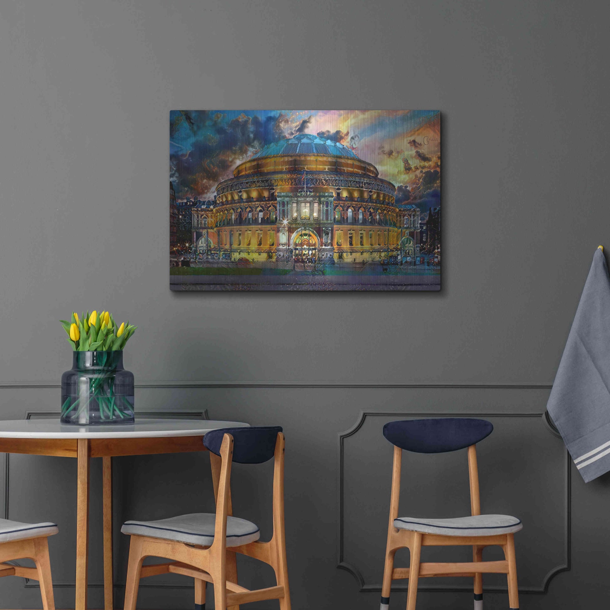 Luxe Metal Art 'London England Royal Albert Hall' by Pedro Gavidia, Metal Wall Art,36x24