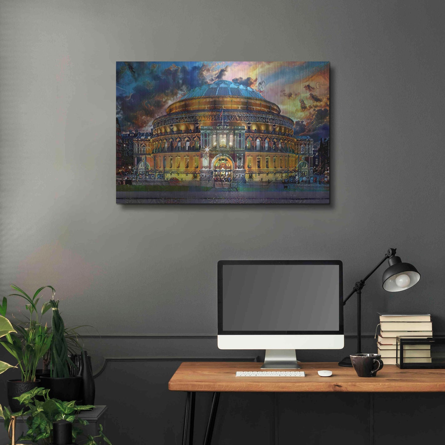 Luxe Metal Art 'London England Royal Albert Hall' by Pedro Gavidia, Metal Wall Art,36x24