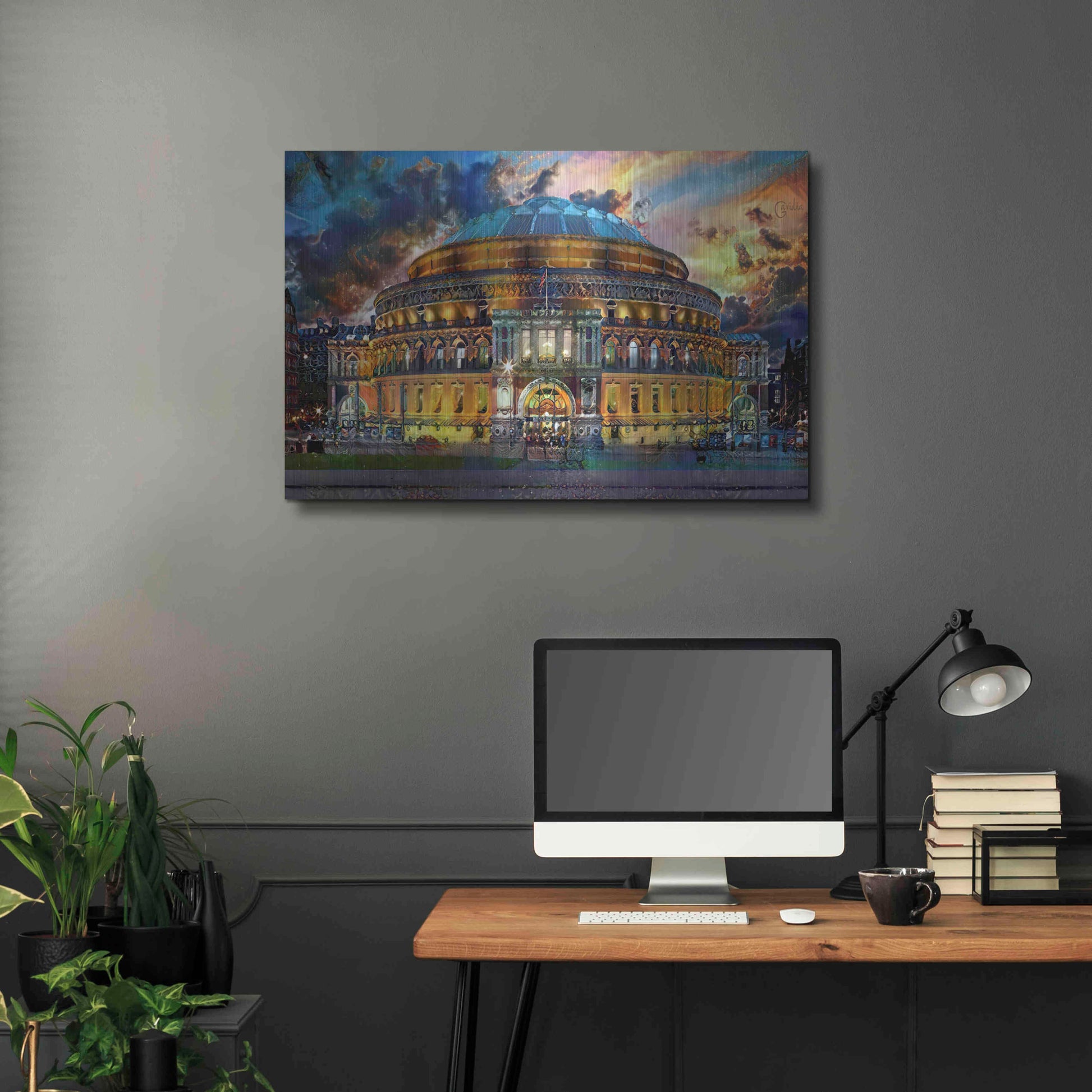 Luxe Metal Art 'London England Royal Albert Hall' by Pedro Gavidia, Metal Wall Art,36x24
