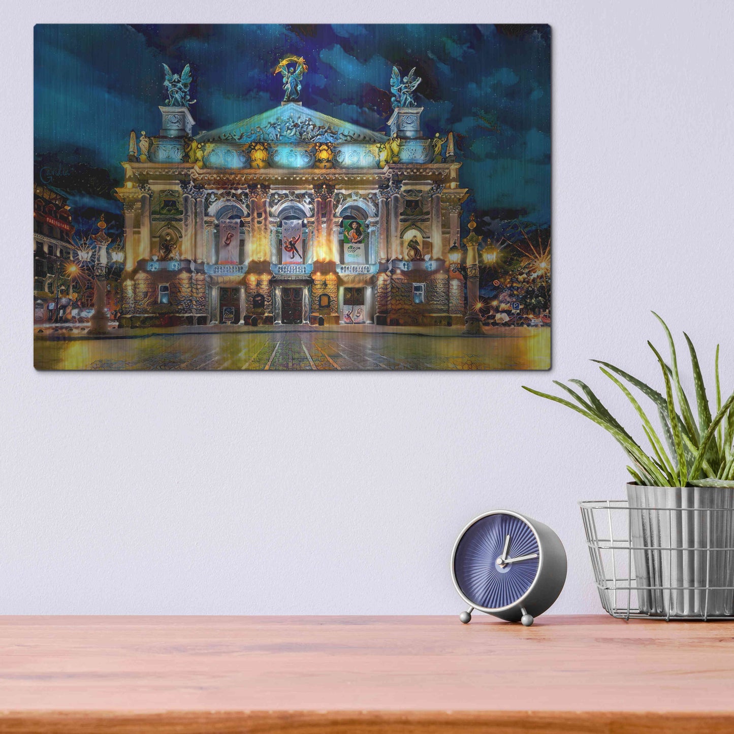 Luxe Metal Art 'Leopolis Ukraine Opera' by Pedro Gavidia, Metal Wall Art,16x12