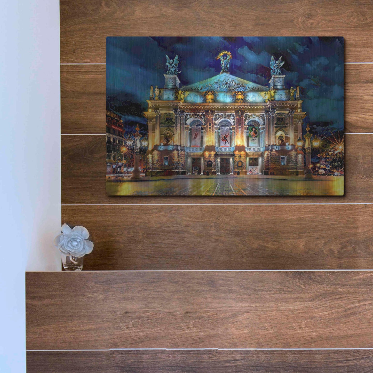 Luxe Metal Art 'Leopolis Ukraine Opera' by Pedro Gavidia, Metal Wall Art,16x12