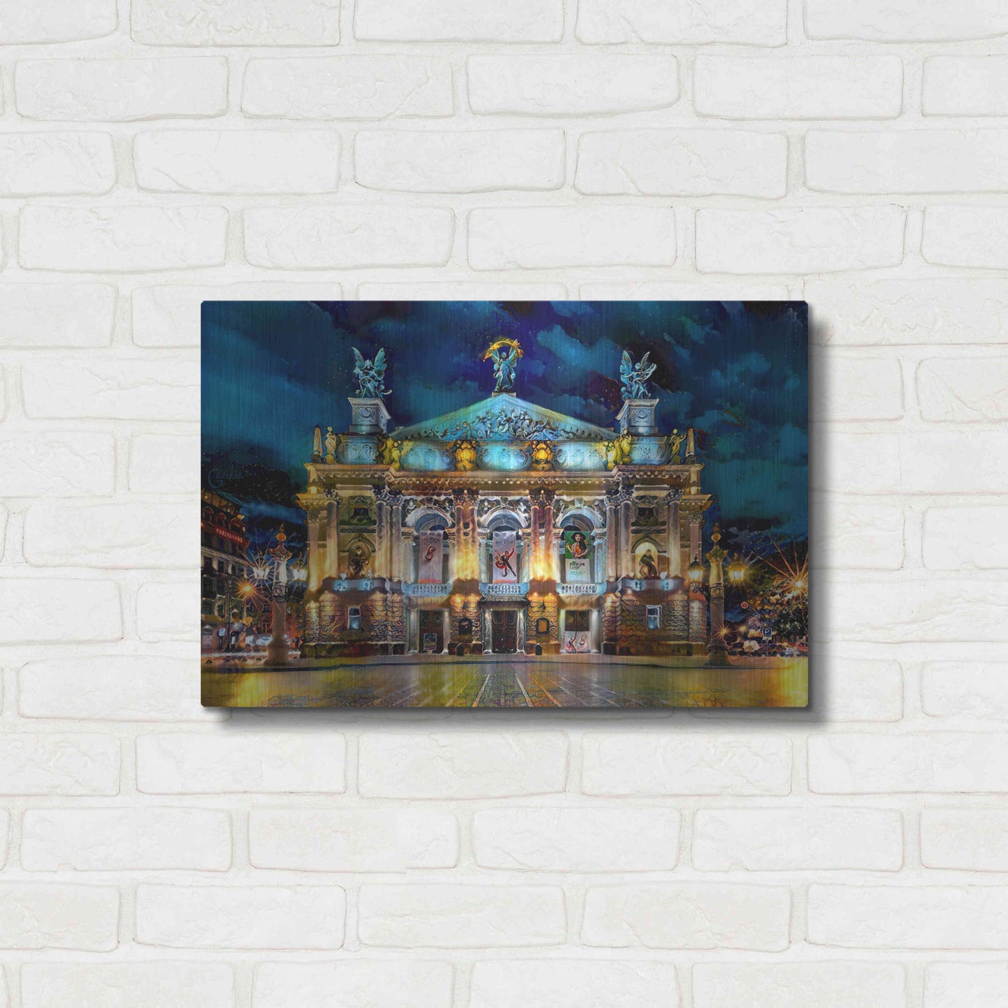 Luxe Metal Art 'Leopolis Ukraine Opera' by Pedro Gavidia, Metal Wall Art,24x16