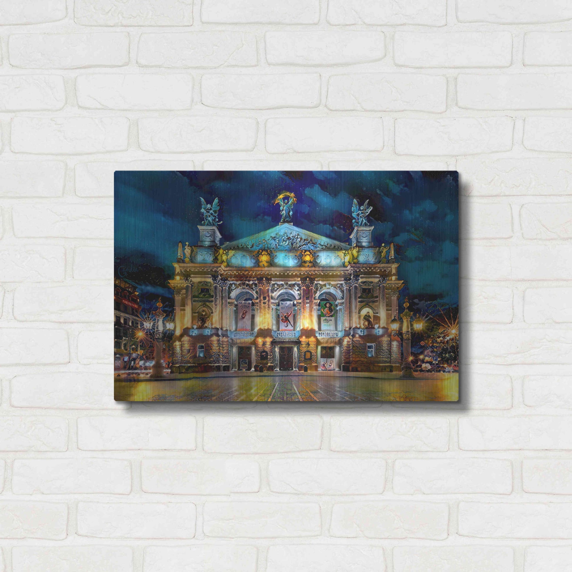 Luxe Metal Art 'Leopolis Ukraine Opera' by Pedro Gavidia, Metal Wall Art,24x16