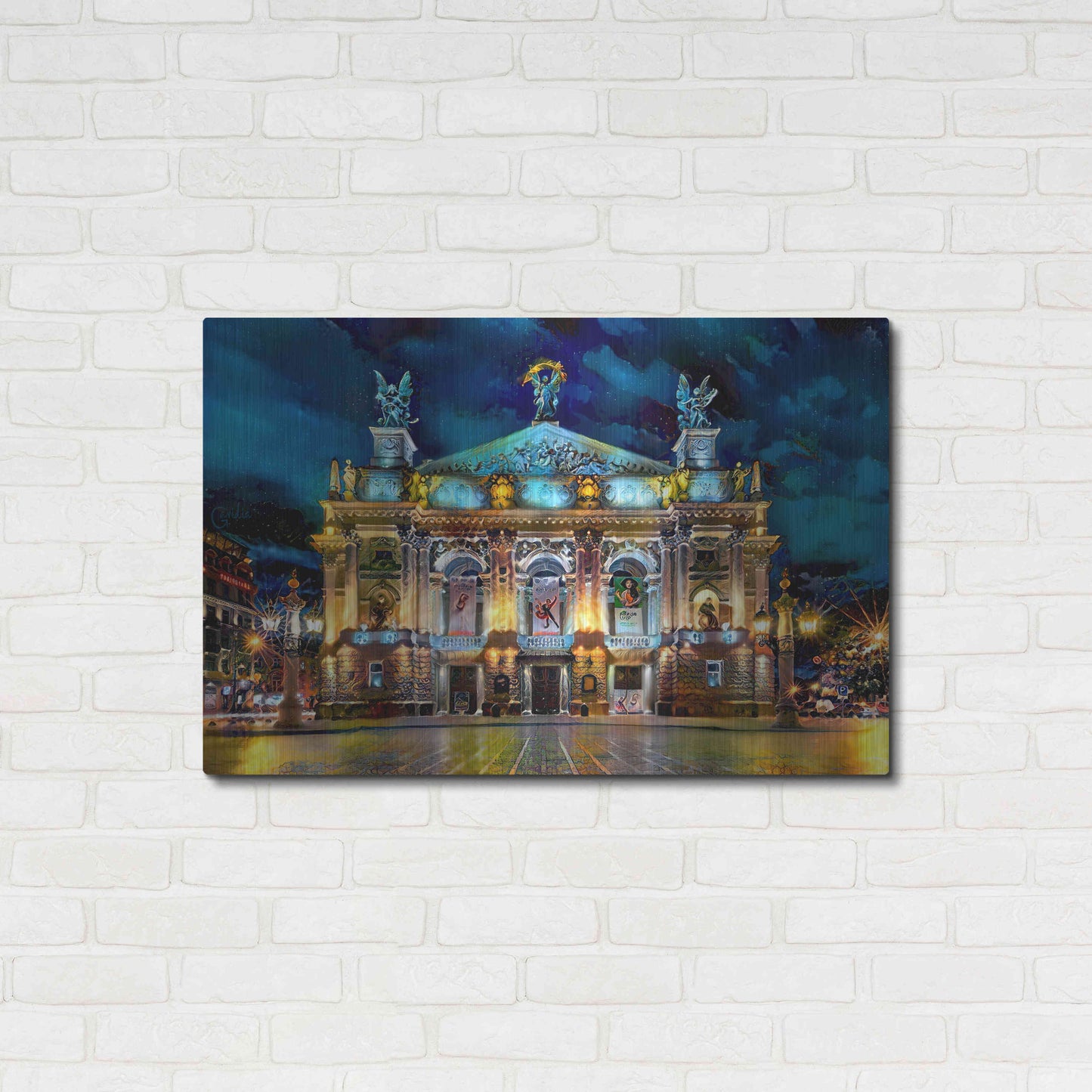 Luxe Metal Art 'Leopolis Ukraine Opera' by Pedro Gavidia, Metal Wall Art,36x24