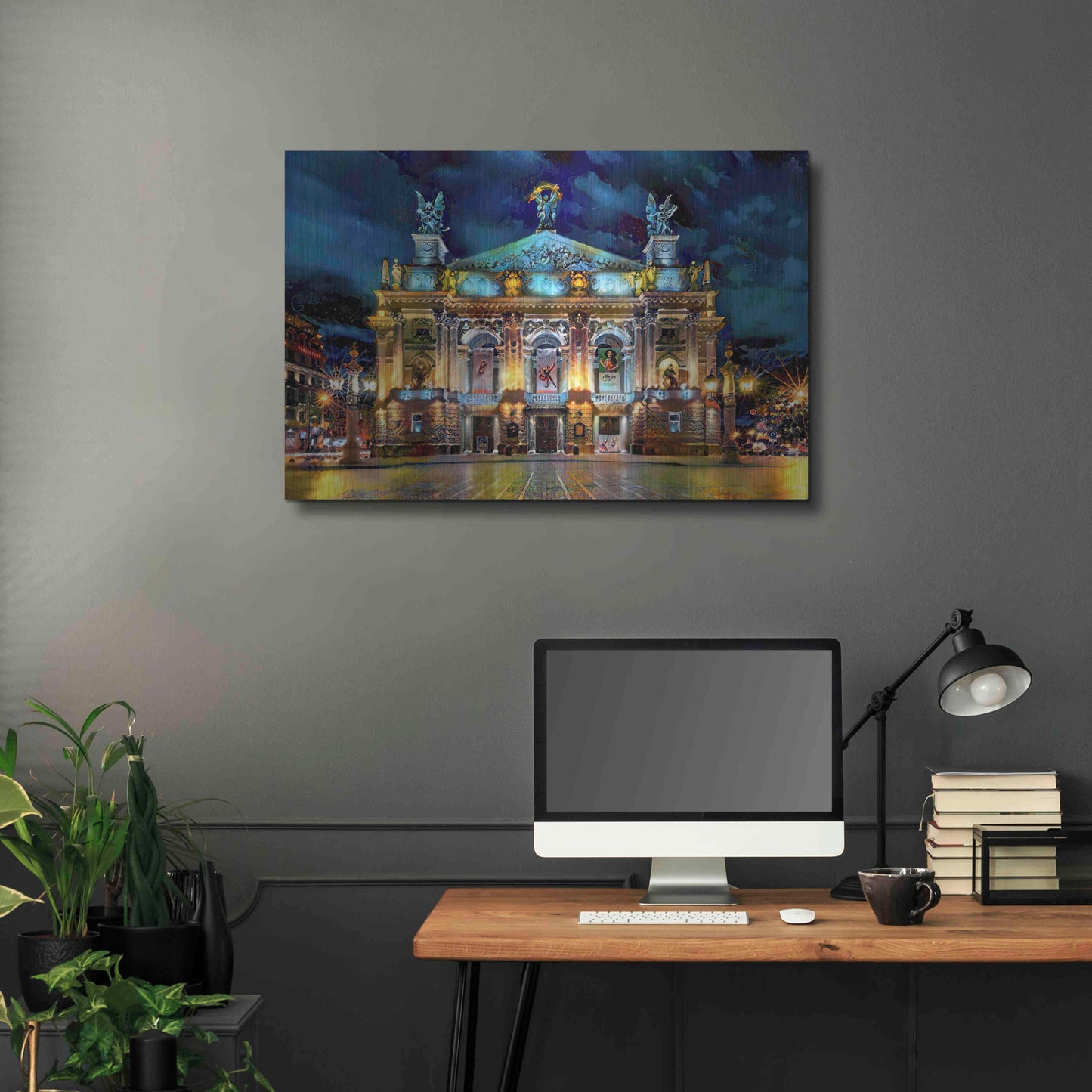 Luxe Metal Art 'Leopolis Ukraine Opera' by Pedro Gavidia, Metal Wall Art,36x24