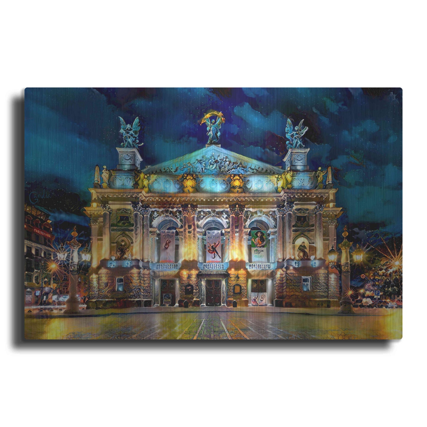 Luxe Metal Art 'Leopolis Ukraine Opera' by Pedro Gavidia, Metal Wall Art