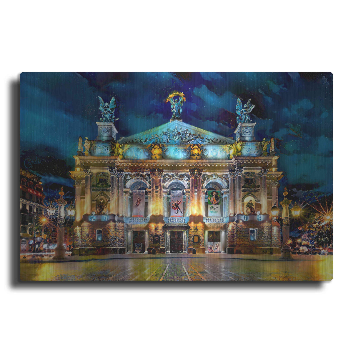 Luxe Metal Art 'Leopolis Ukraine Opera' by Pedro Gavidia, Metal Wall Art