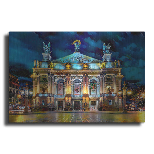 Luxe Metal Art 'Leopolis Ukraine Opera' by Pedro Gavidia, Metal Wall Art