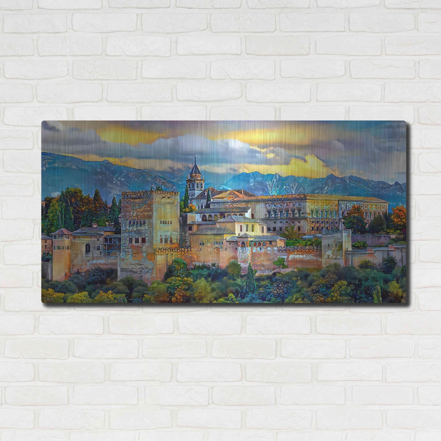 Luxe Metal Art 'Granada Spain La Alhambra' by Pedro Gavidia, Metal Wall Art,48x24