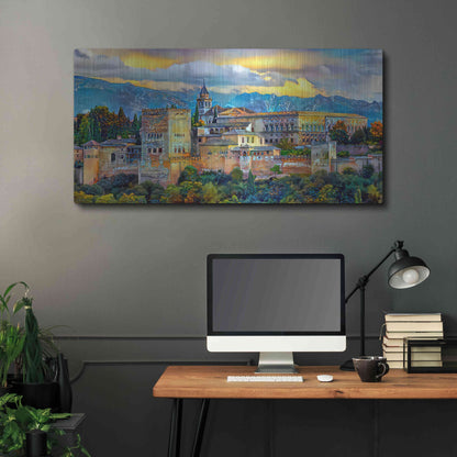 Luxe Metal Art 'Granada Spain La Alhambra' by Pedro Gavidia, Metal Wall Art,48x24