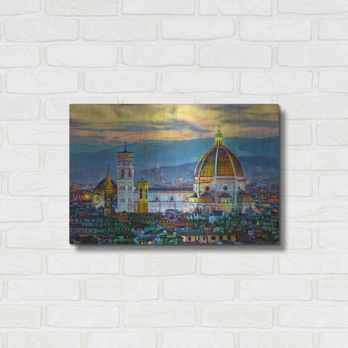 Luxe Metal Art 'Florence Italy Duomo Sunset' by Pedro Gavidia, Metal Wall Art,24x16