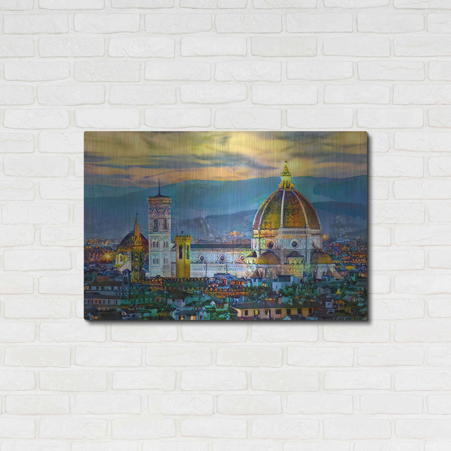 Luxe Metal Art 'Florence Italy Duomo Sunset' by Pedro Gavidia, Metal Wall Art,36x24