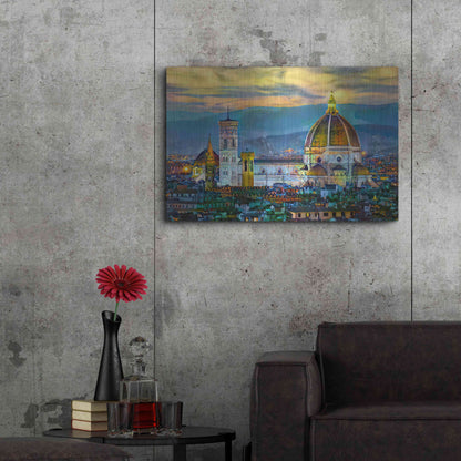 Luxe Metal Art 'Florence Italy Duomo Sunset' by Pedro Gavidia, Metal Wall Art,36x24