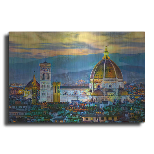 Luxe Metal Art 'Florence Italy Duomo Sunset' by Pedro Gavidia, Metal Wall Art