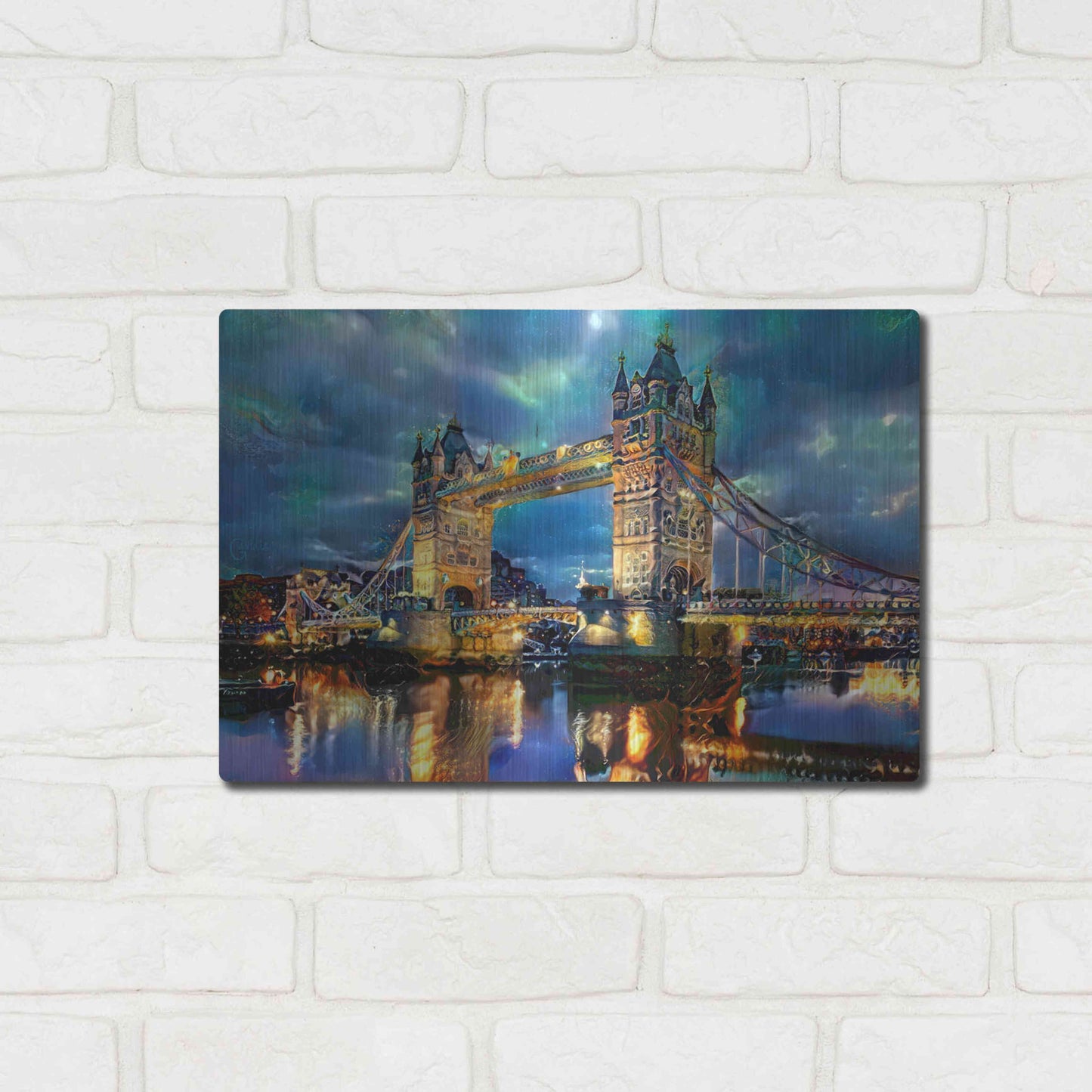 Luxe Metal Art 'England London Bridge' by Pedro Gavidia, Metal Wall Art,16x12