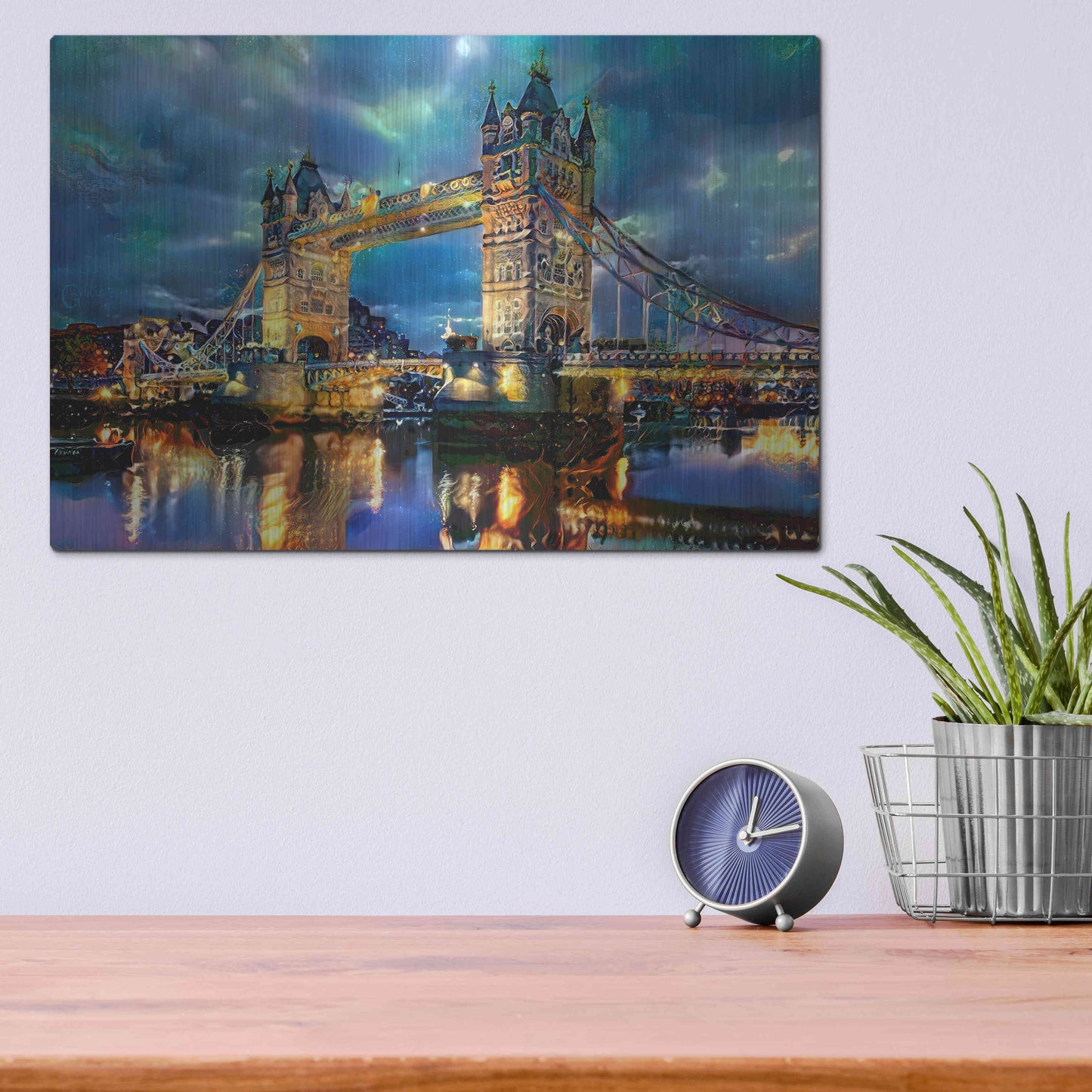 Luxe Metal Art 'England London Bridge' by Pedro Gavidia, Metal Wall Art,16x12