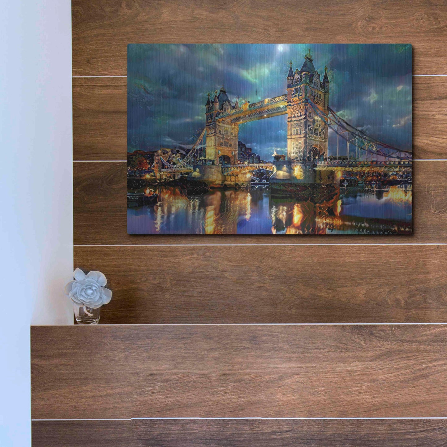 Luxe Metal Art 'England London Bridge' by Pedro Gavidia, Metal Wall Art,16x12