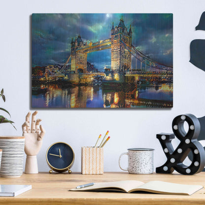 Luxe Metal Art 'England London Bridge' by Pedro Gavidia, Metal Wall Art,16x12