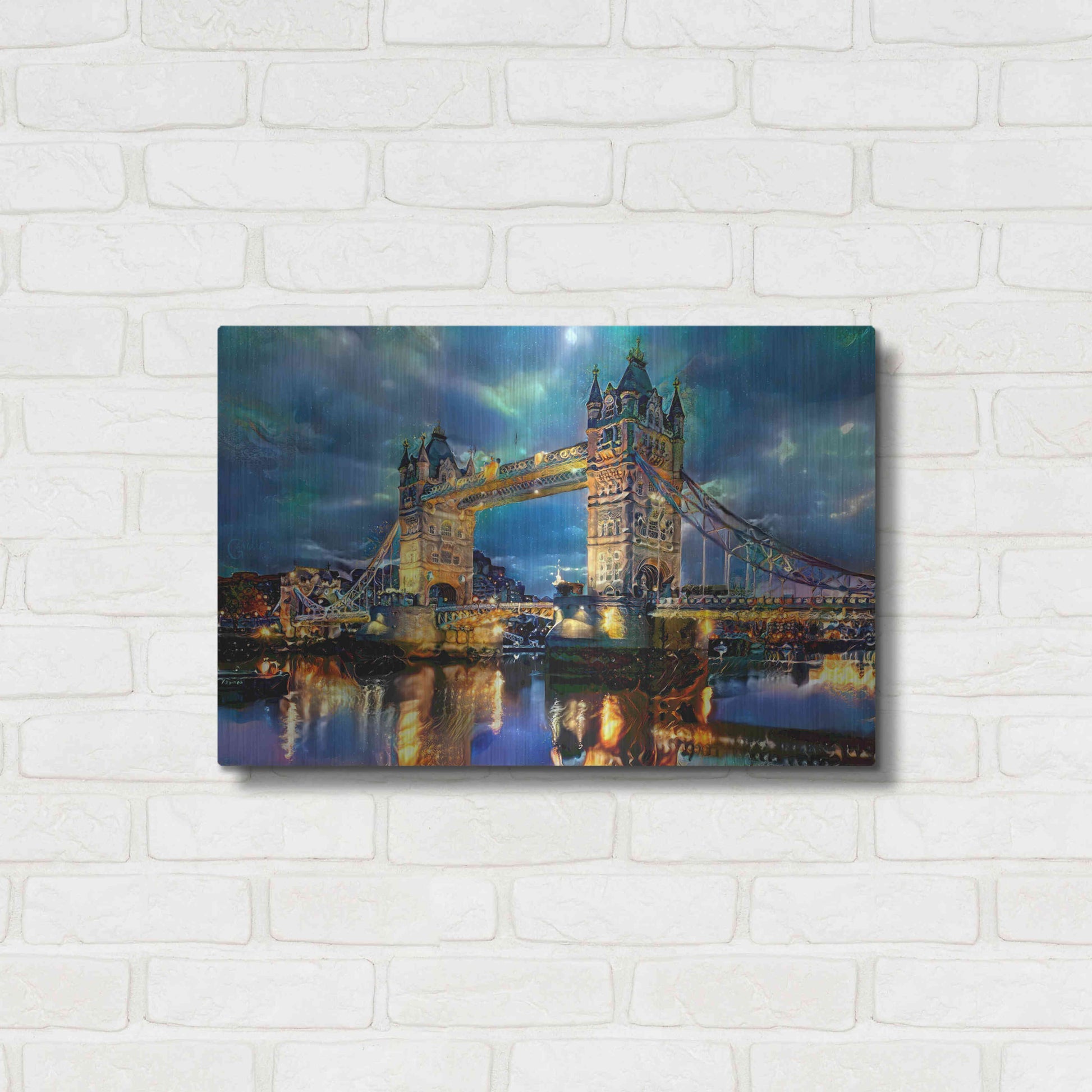 Luxe Metal Art 'England London Bridge' by Pedro Gavidia, Metal Wall Art,24x16