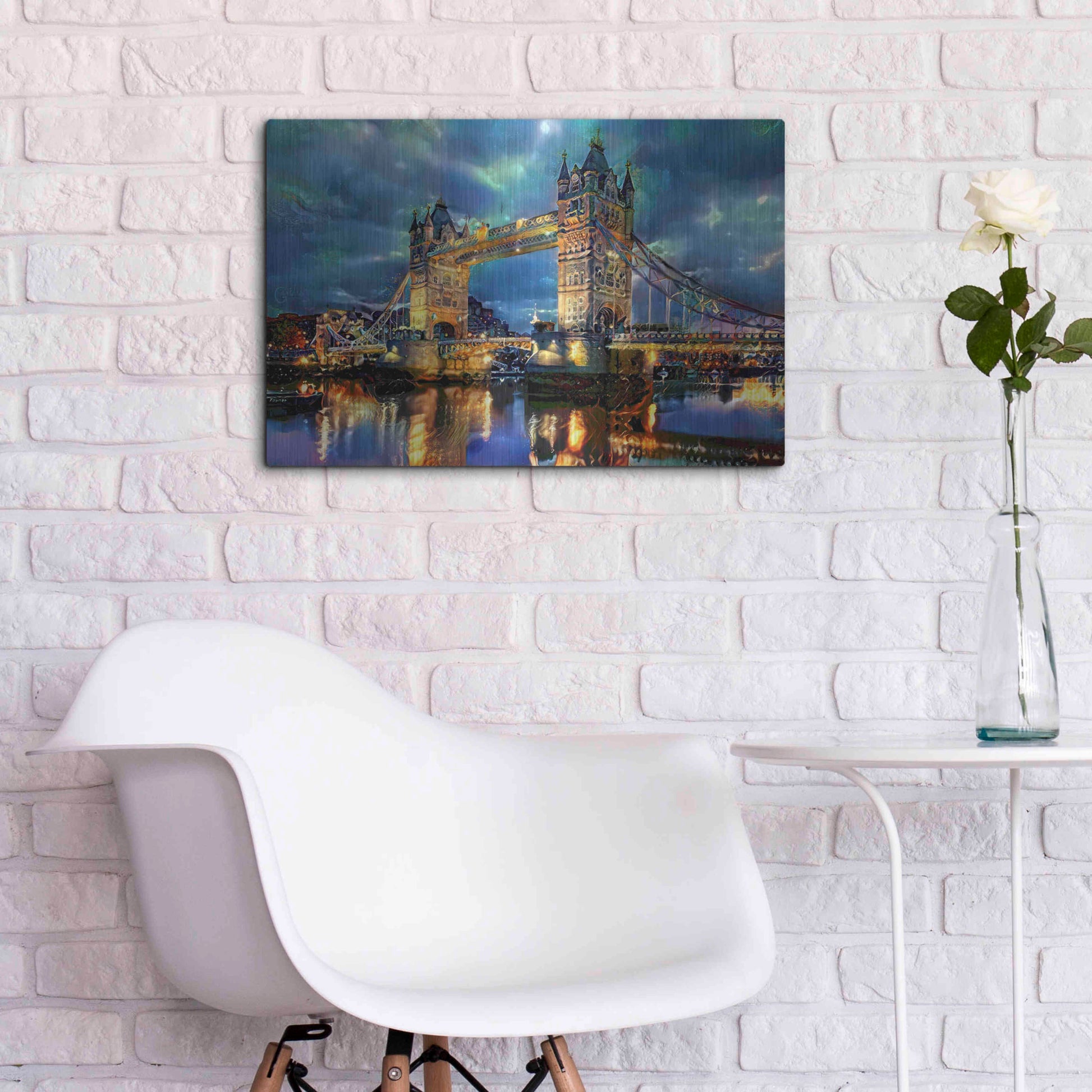 Luxe Metal Art 'England London Bridge' by Pedro Gavidia, Metal Wall Art,24x16