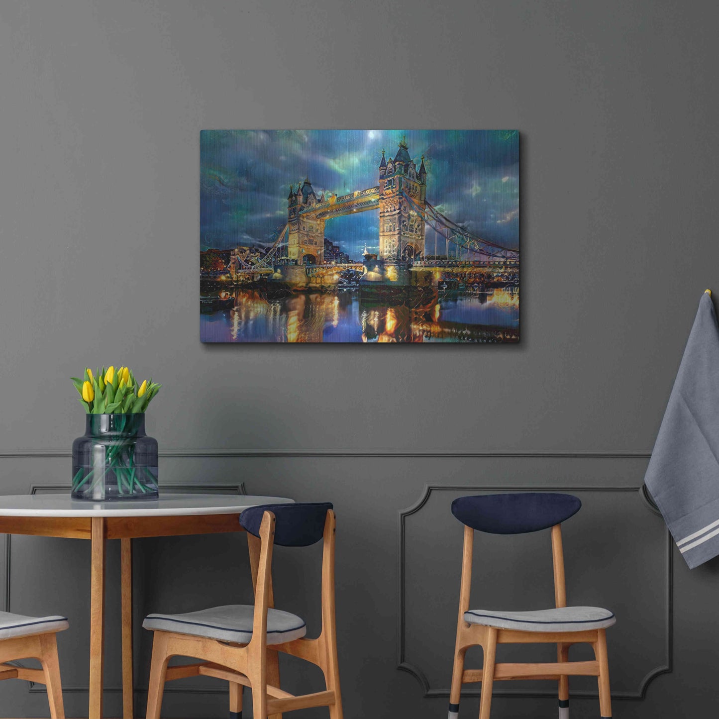 Luxe Metal Art 'England London Bridge' by Pedro Gavidia, Metal Wall Art,36x24