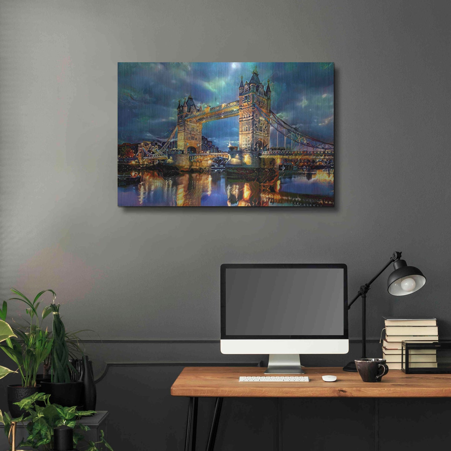 Luxe Metal Art 'England London Bridge' by Pedro Gavidia, Metal Wall Art,36x24