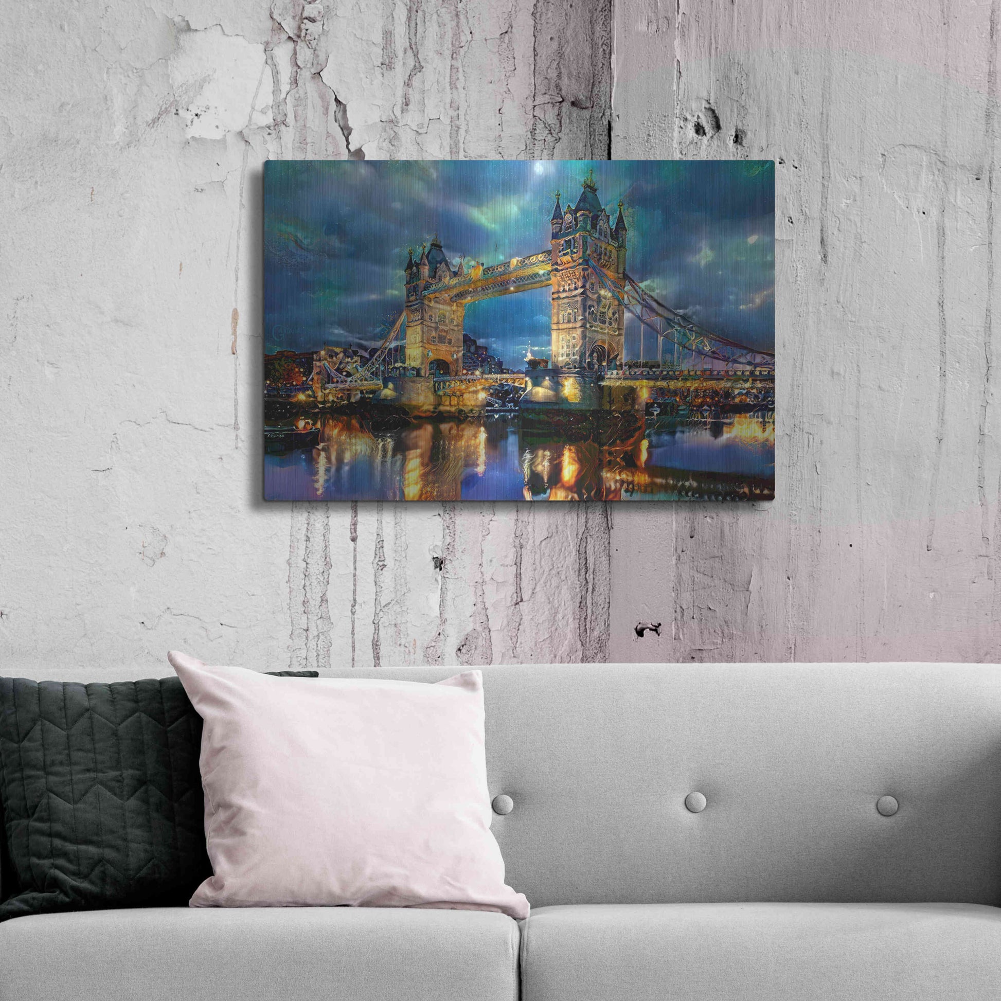 Luxe Metal Art 'England London Bridge' by Pedro Gavidia, Metal Wall Art,36x24
