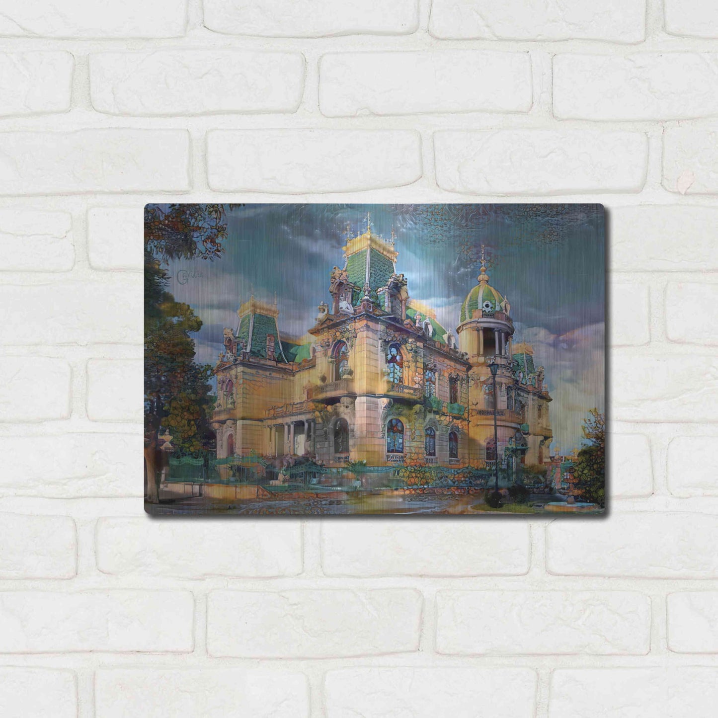 Luxe Metal Art 'Chihuahua Mexico Quinta Gameros' by Pedro Gavidia, Metal Wall Art,16x12