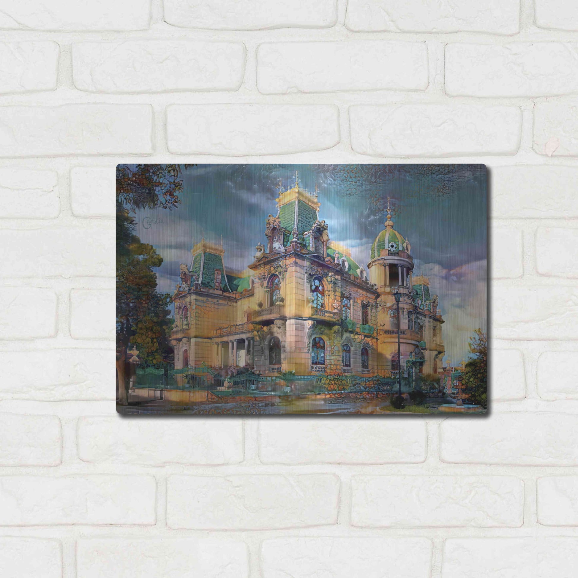 Luxe Metal Art 'Chihuahua Mexico Quinta Gameros' by Pedro Gavidia, Metal Wall Art,16x12