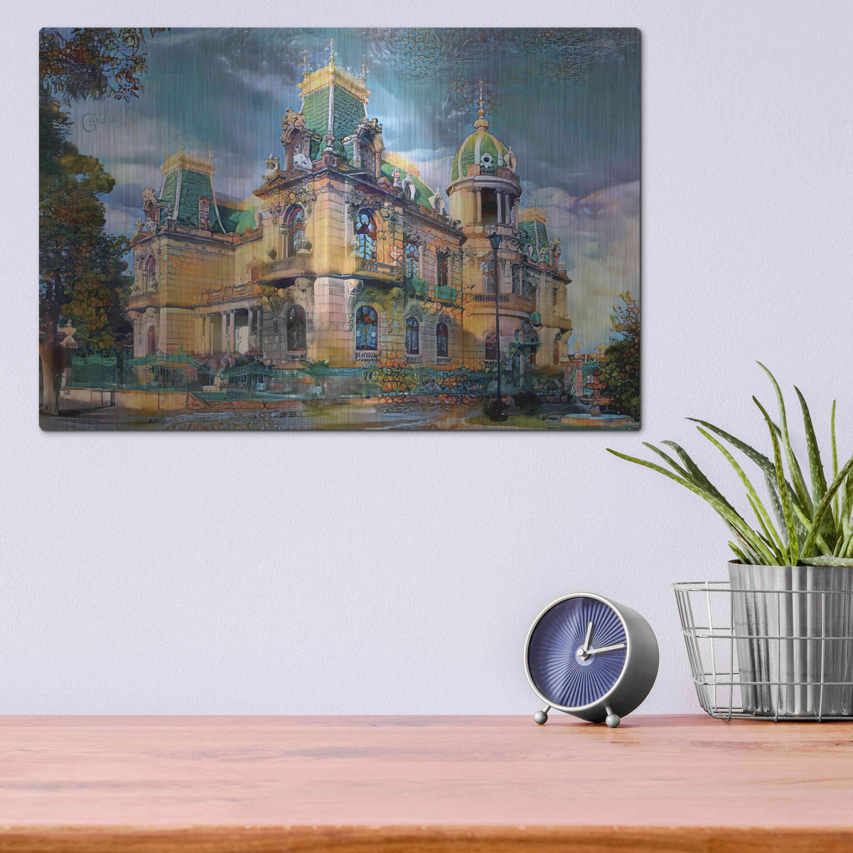 Luxe Metal Art 'Chihuahua Mexico Quinta Gameros' by Pedro Gavidia, Metal Wall Art,16x12