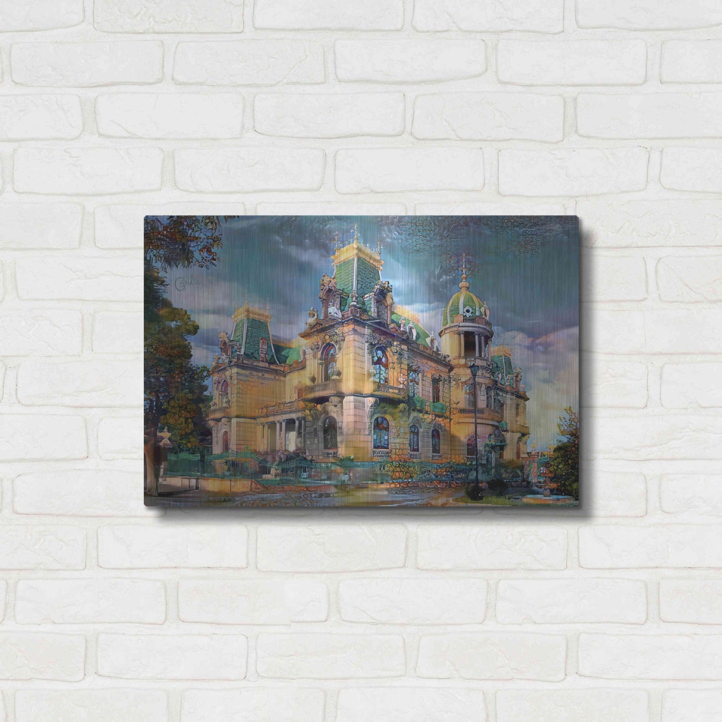 Luxe Metal Art 'Chihuahua Mexico Quinta Gameros' by Pedro Gavidia, Metal Wall Art,24x16