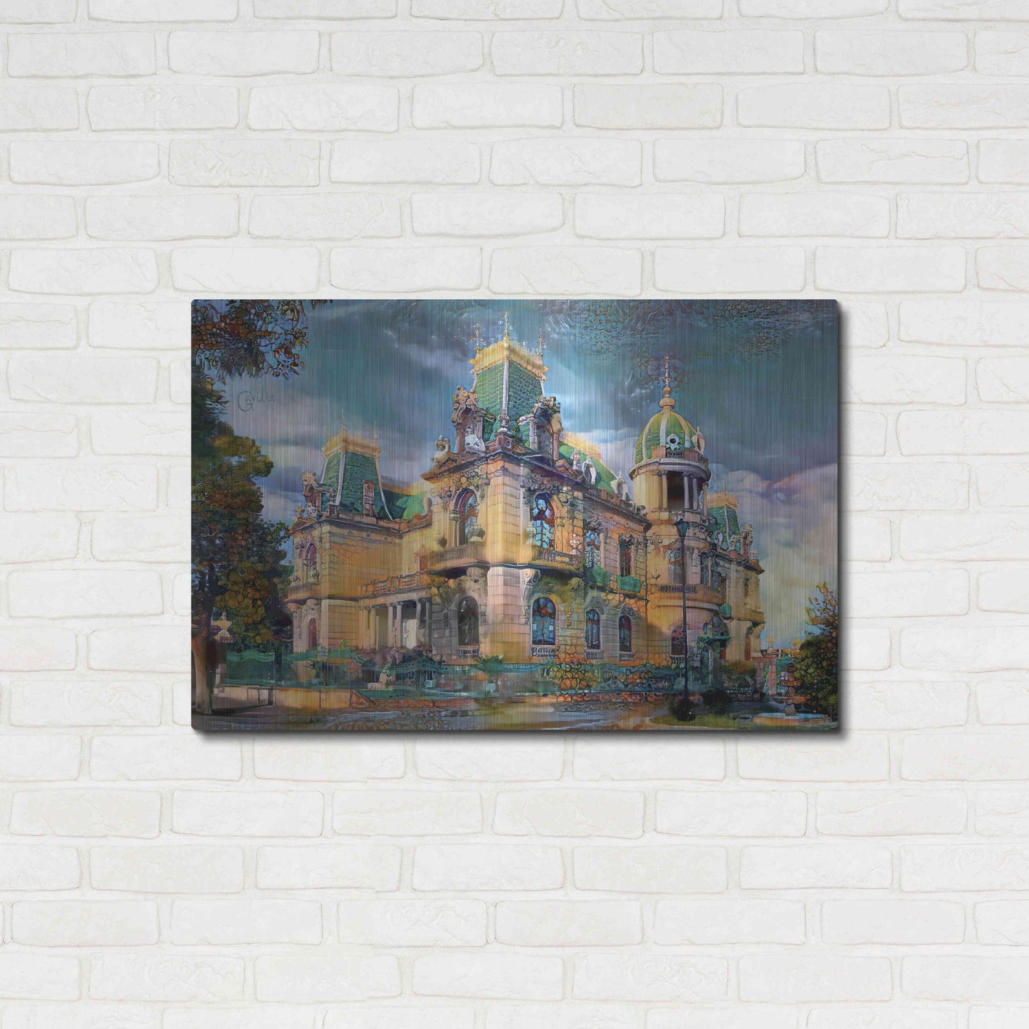 Luxe Metal Art 'Chihuahua Mexico Quinta Gameros' by Pedro Gavidia, Metal Wall Art,36x24