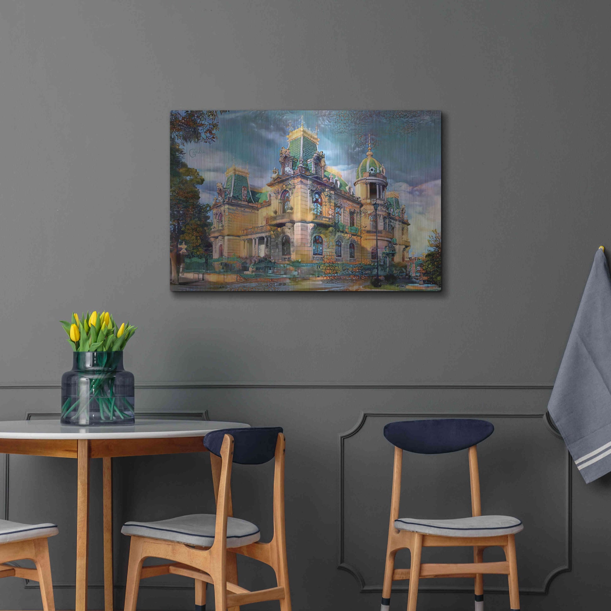 Luxe Metal Art 'Chihuahua Mexico Quinta Gameros' by Pedro Gavidia, Metal Wall Art,36x24