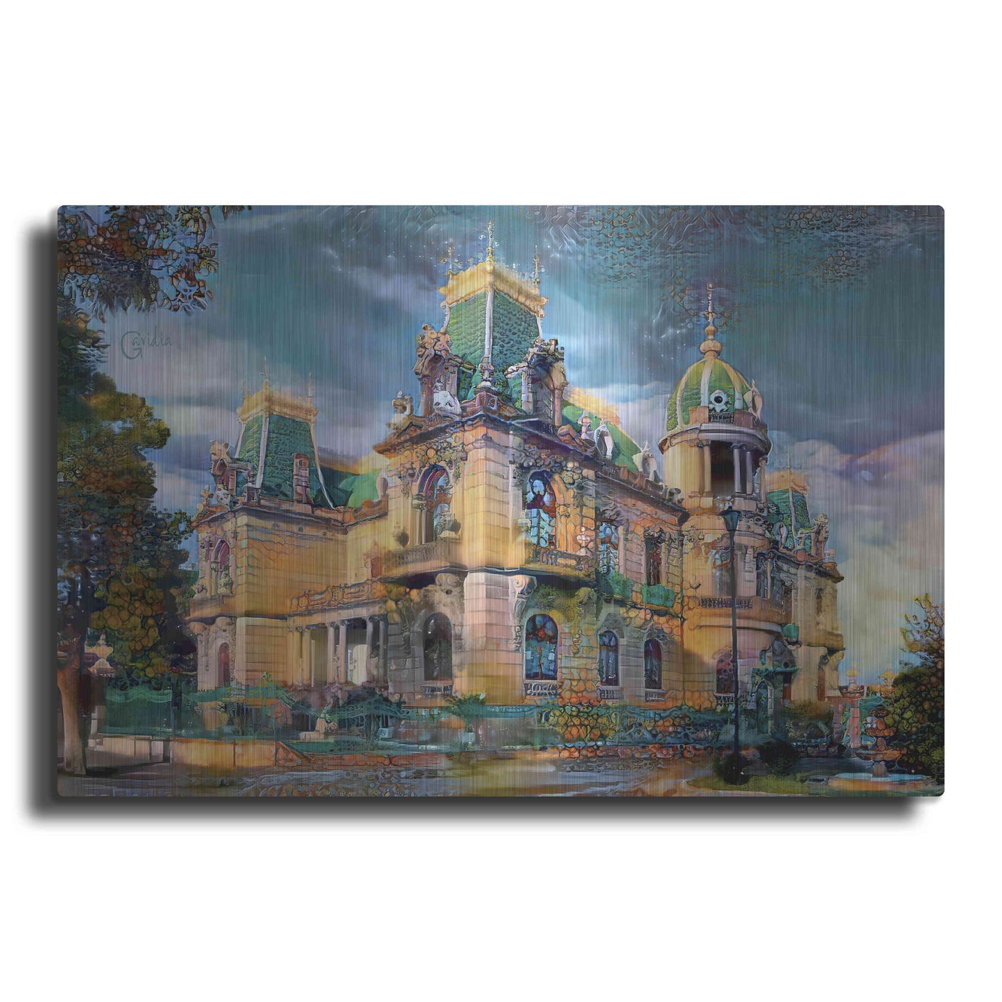 Luxe Metal Art 'Chihuahua Mexico Quinta Gameros' by Pedro Gavidia, Metal Wall Art