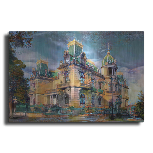 Luxe Metal Art 'Chihuahua Mexico Quinta Gameros' by Pedro Gavidia, Metal Wall Art