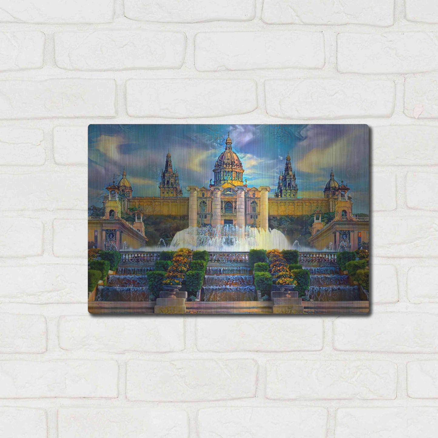 Luxe Metal Art 'Barcelona Spain Montjuic' by Pedro Gavidia, Metal Wall Art,16x12