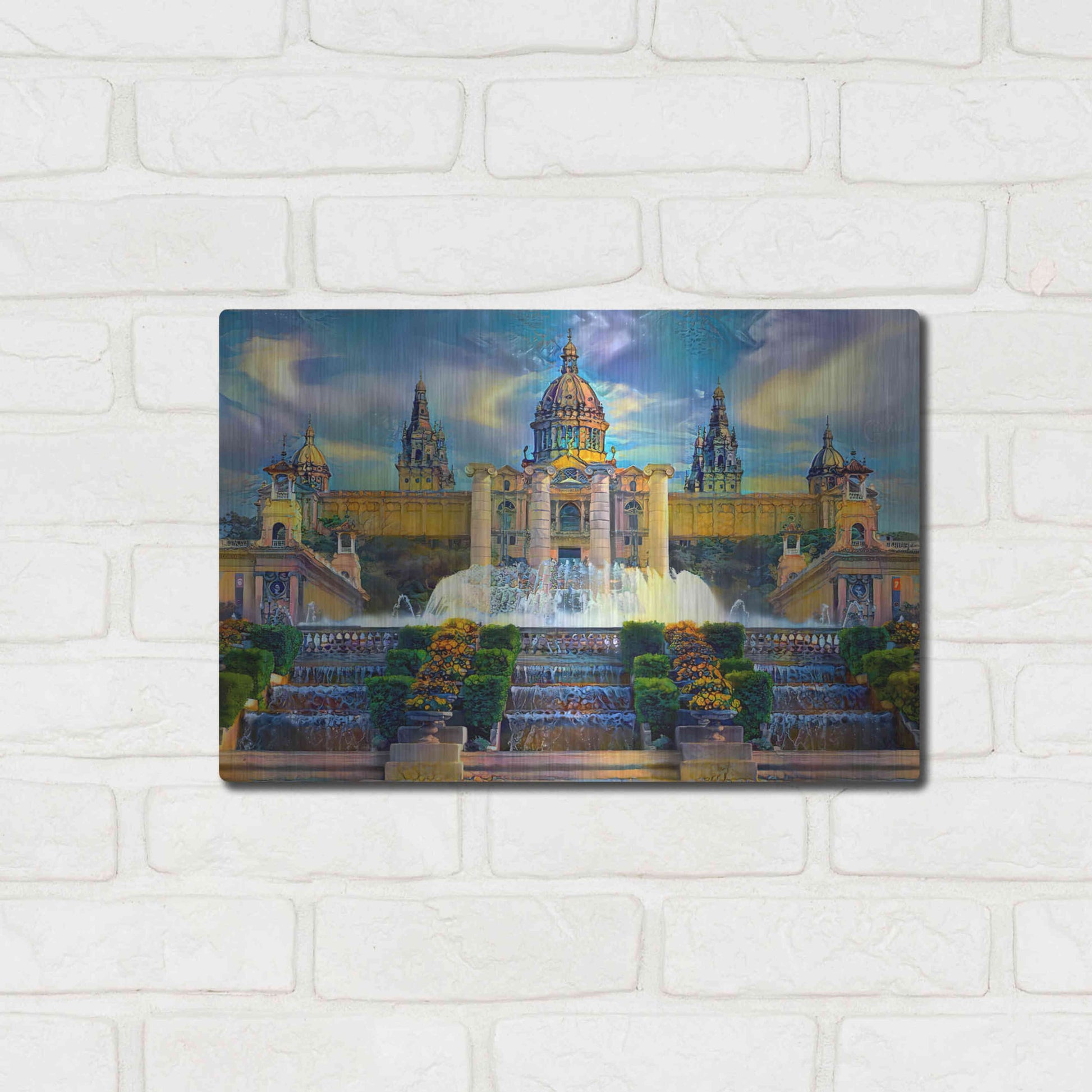 Luxe Metal Art 'Barcelona Spain Montjuic' by Pedro Gavidia, Metal Wall Art,16x12