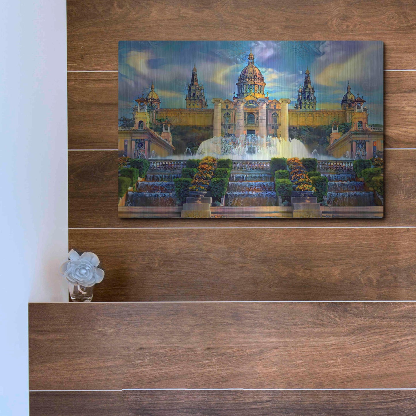 Luxe Metal Art 'Barcelona Spain Montjuic' by Pedro Gavidia, Metal Wall Art,16x12