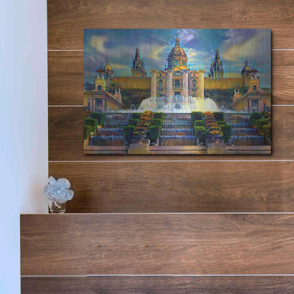 Luxe Metal Art 'Barcelona Spain Montjuic' by Pedro Gavidia, Metal Wall Art,16x12