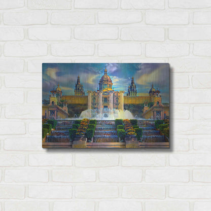 Luxe Metal Art 'Barcelona Spain Montjuic' by Pedro Gavidia, Metal Wall Art,24x16