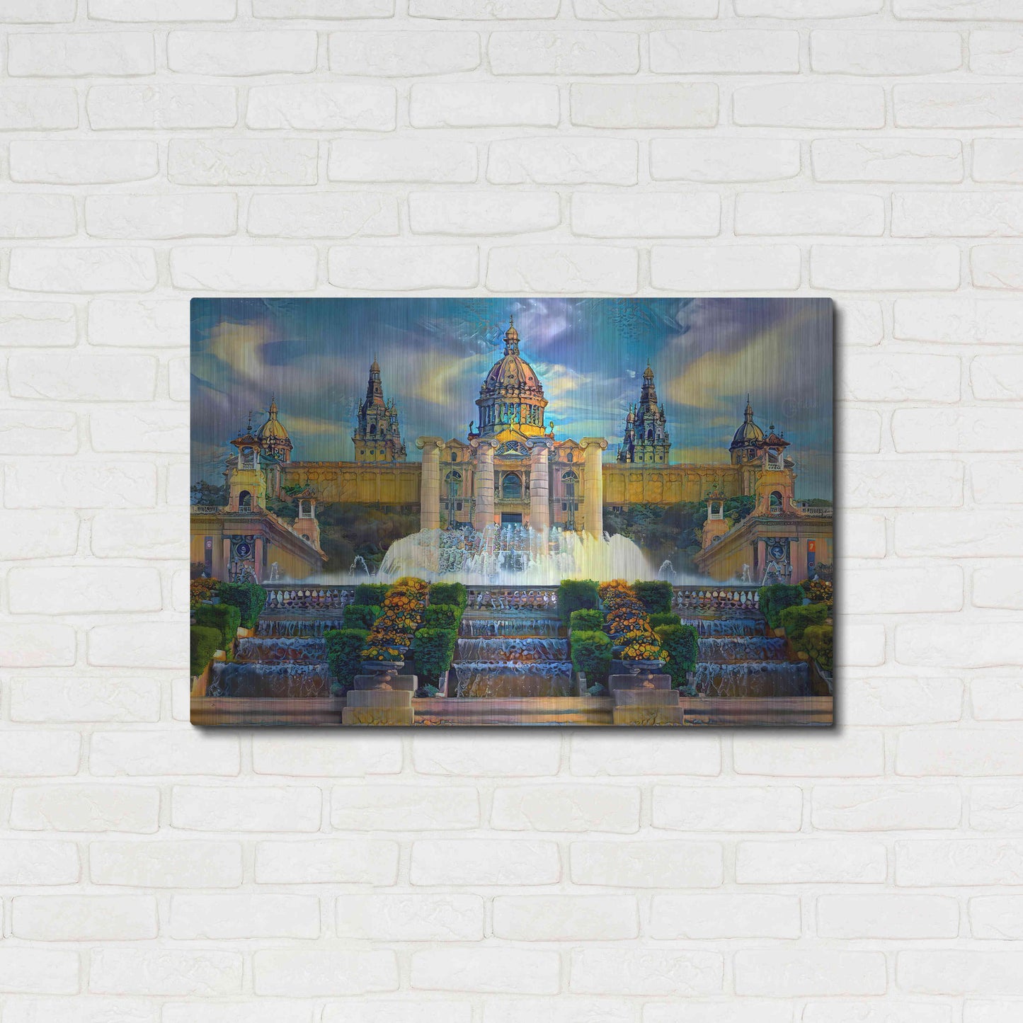 Luxe Metal Art 'Barcelona Spain Montjuic' by Pedro Gavidia, Metal Wall Art,36x24