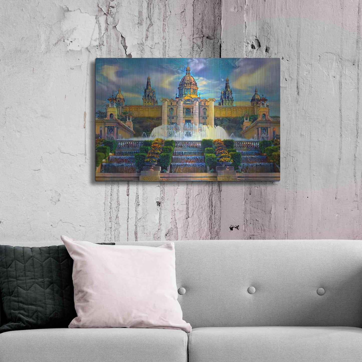 Luxe Metal Art 'Barcelona Spain Montjuic' by Pedro Gavidia, Metal Wall Art,36x24