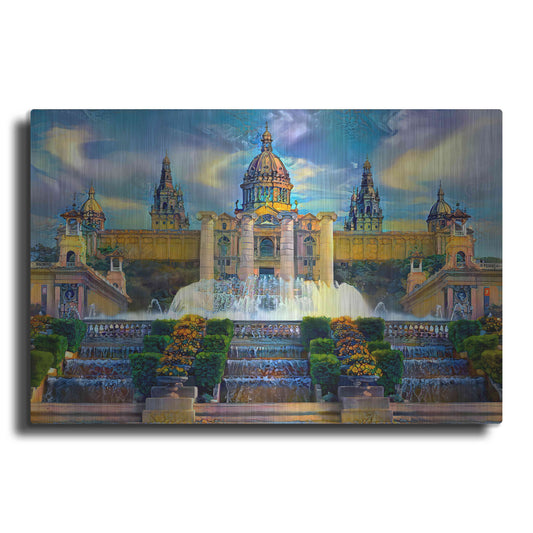 Luxe Metal Art 'Barcelona Spain Montjuic' by Pedro Gavidia, Metal Wall Art