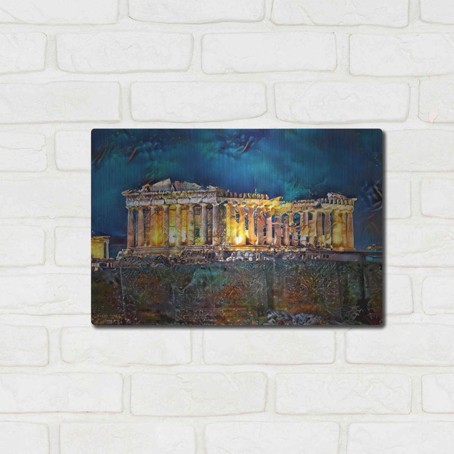 Luxe Metal Art 'Athens Greece Parthenon' by Pedro Gavidia, Metal Wall Art,16x12