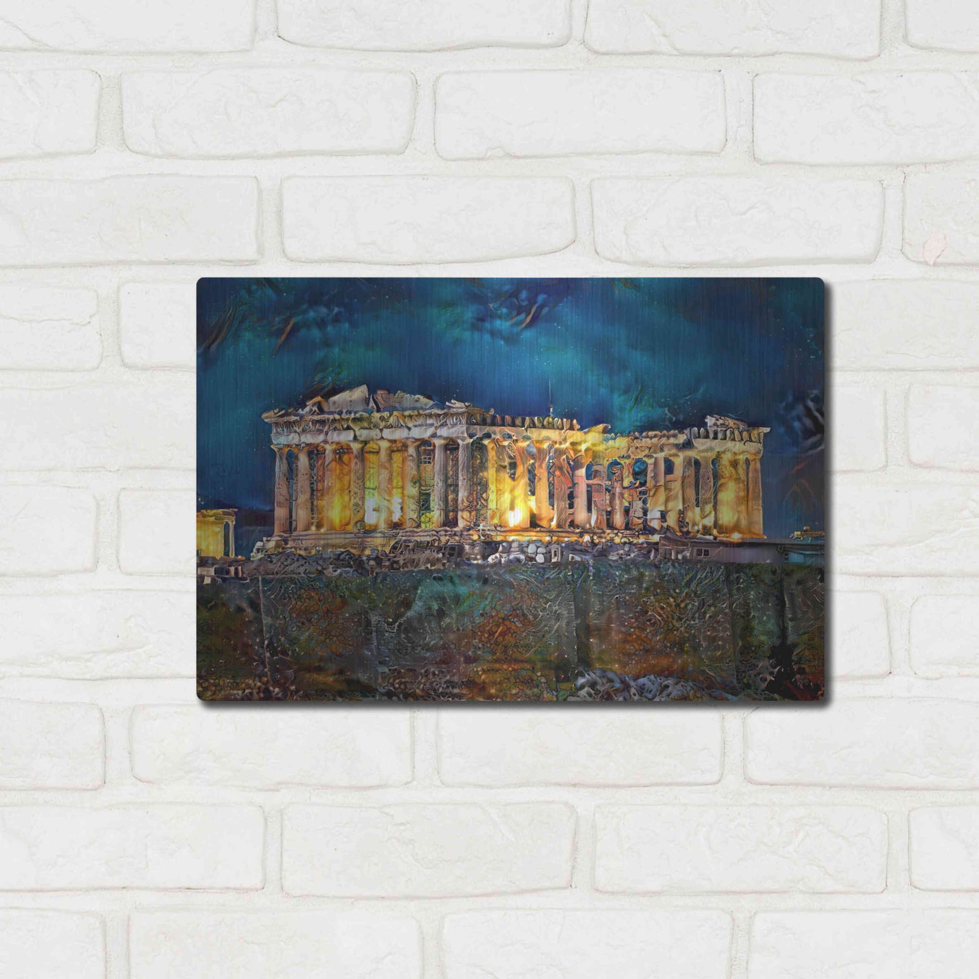 Luxe Metal Art 'Athens Greece Parthenon' by Pedro Gavidia, Metal Wall Art,16x12