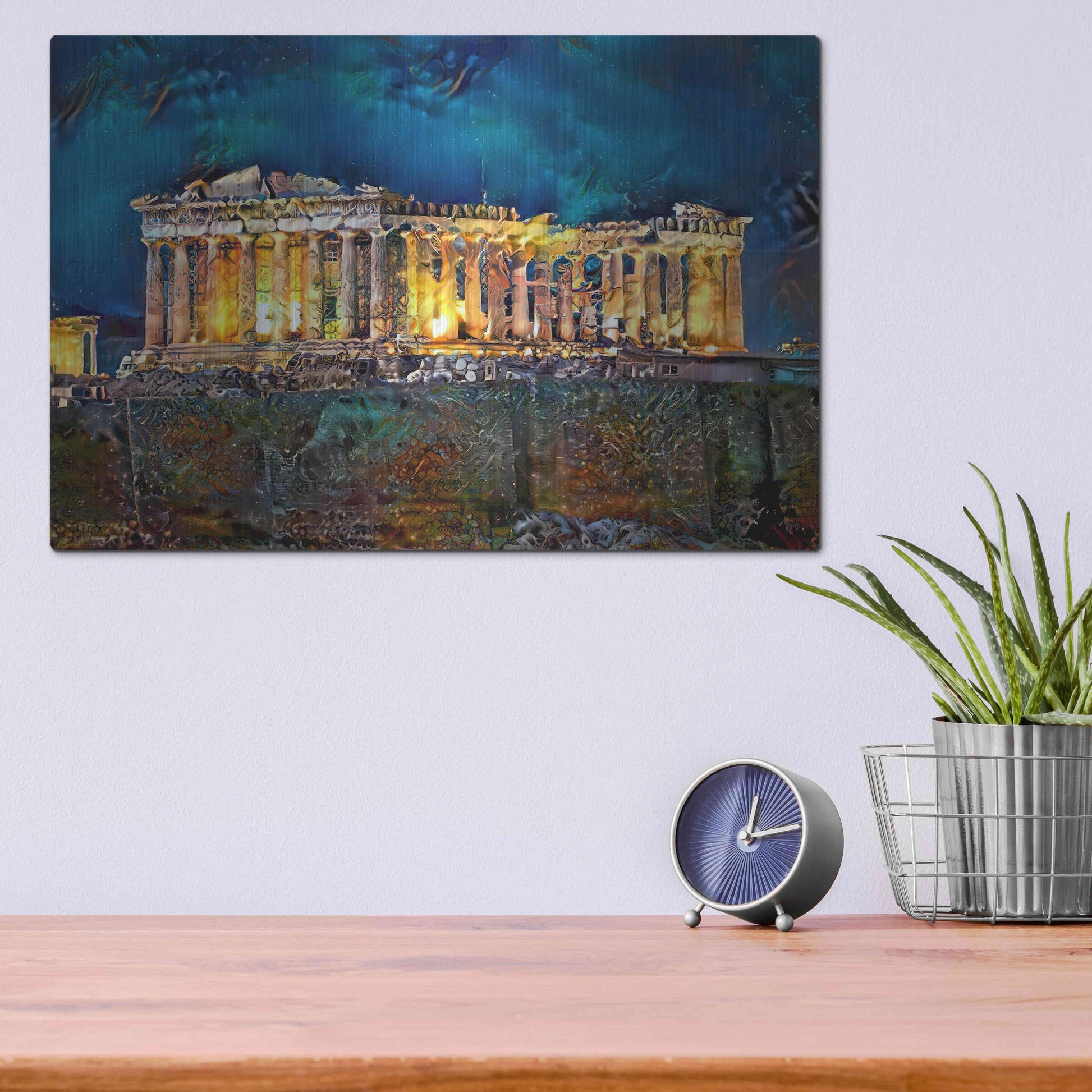 Luxe Metal Art 'Athens Greece Parthenon' by Pedro Gavidia, Metal Wall Art,16x12