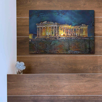 Luxe Metal Art 'Athens Greece Parthenon' by Pedro Gavidia, Metal Wall Art,16x12