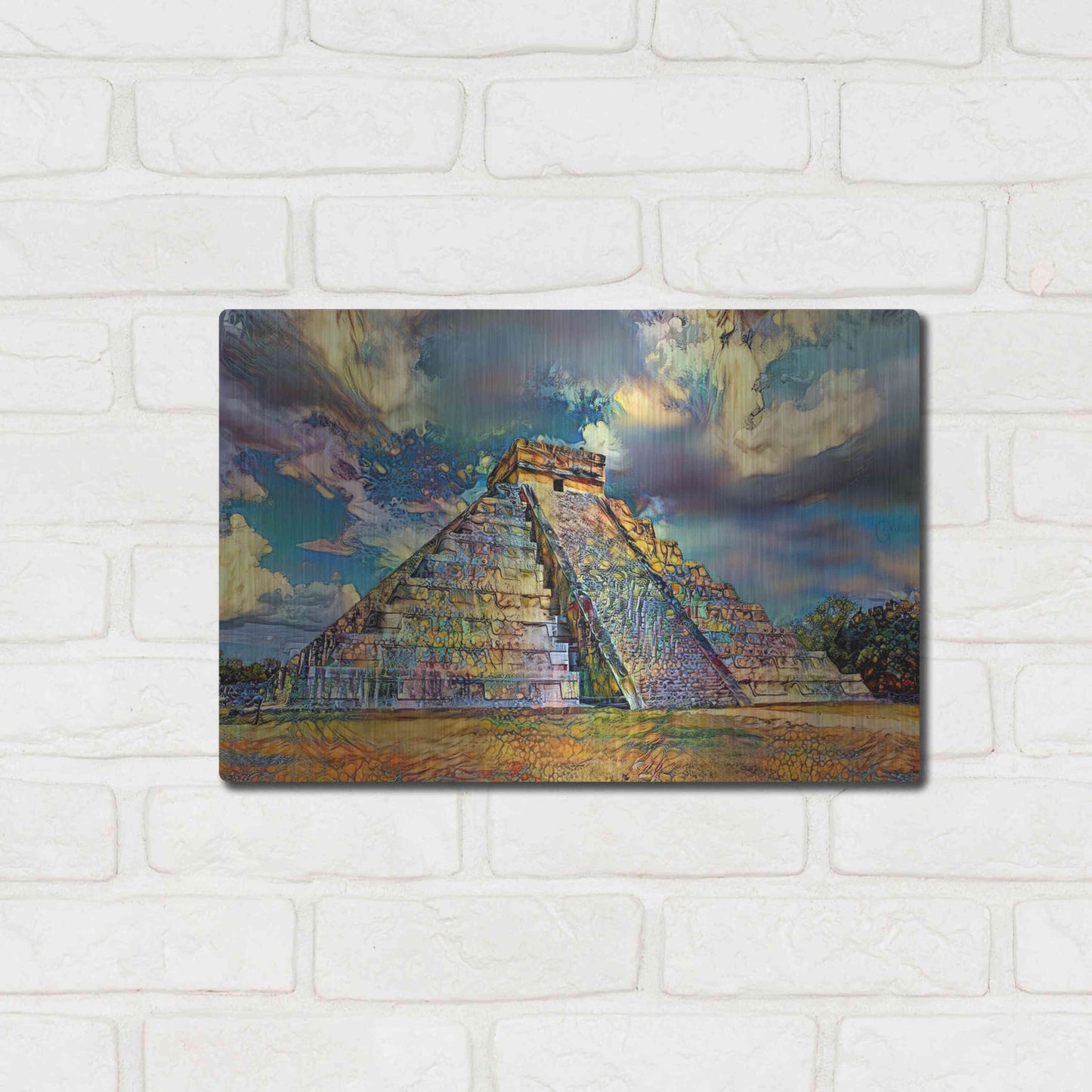 Luxe Metal Art 'Yucatan Mexico Chichen Itza' by Pedro Gavidia, Metal Wall Art,16x12