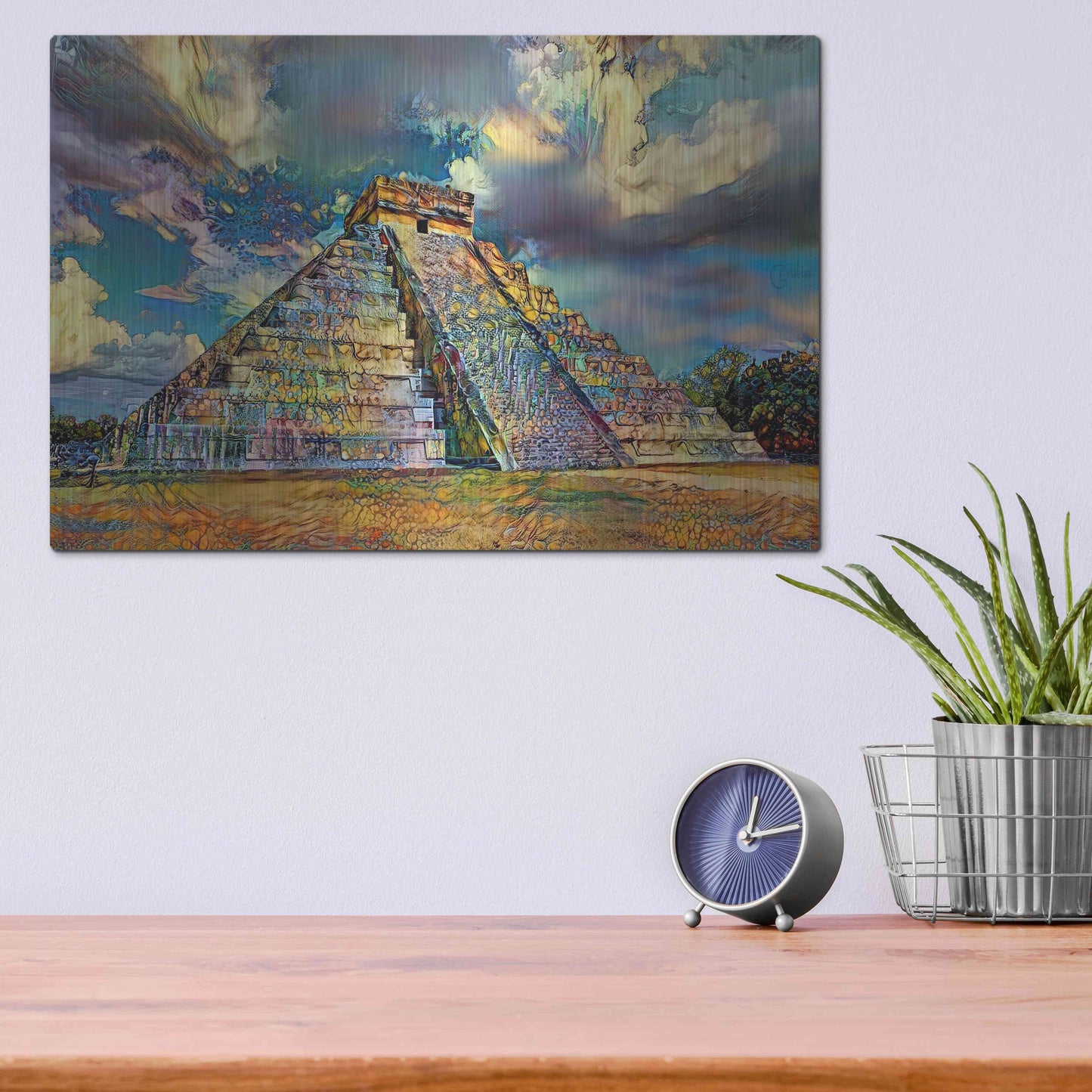 Luxe Metal Art 'Yucatan Mexico Chichen Itza' by Pedro Gavidia, Metal Wall Art,16x12