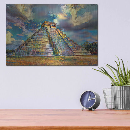 Luxe Metal Art 'Yucatan Mexico Chichen Itza' by Pedro Gavidia, Metal Wall Art,16x12